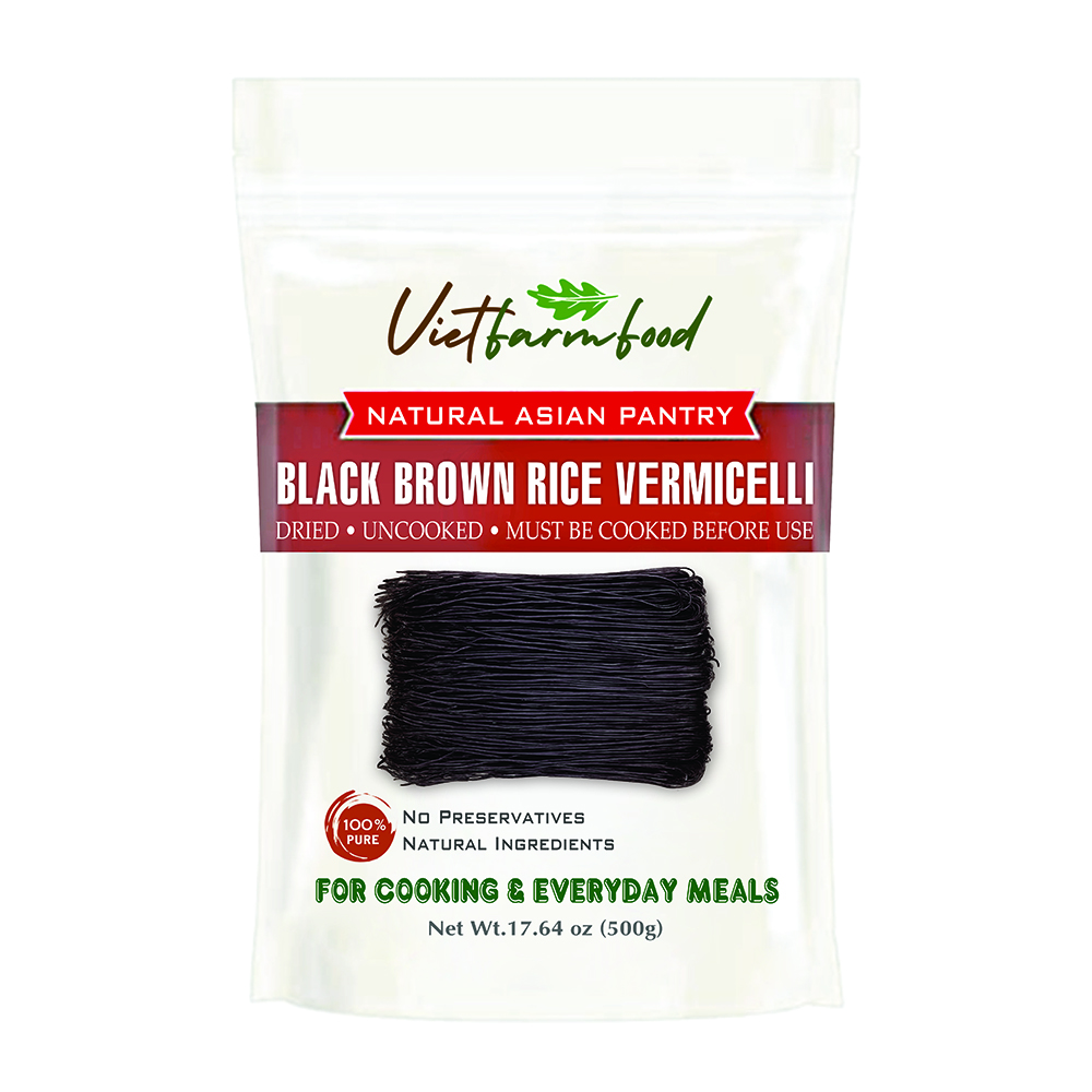 BLACK BROWN RICE VERMICELLI VIETFARMFOOD - Traditional Dried Vietnamese Rice Noodles - Soft and Tender Texture