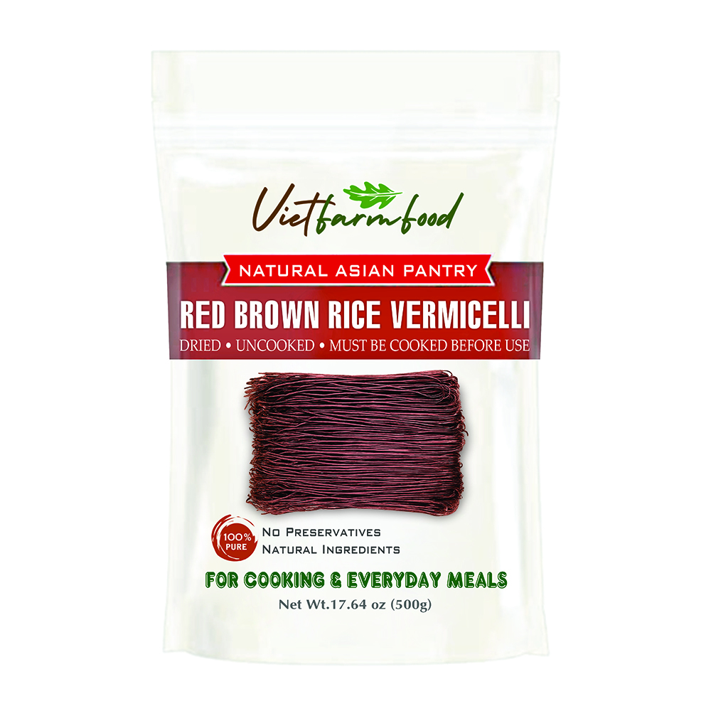 RED BROWN RICE VERMICELLI VIETFARMFOOD - Traditional Dried Vietnamese Rice Noodles - Firm and Chewy Texture