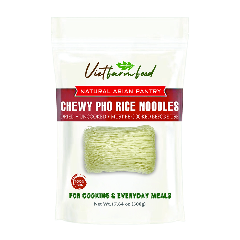 CHEWY PHO RICE NOODLES VIETFARMFOOD - Traditional Dried Vietnamese Rice Sticks - Firm and Elastic Texture
