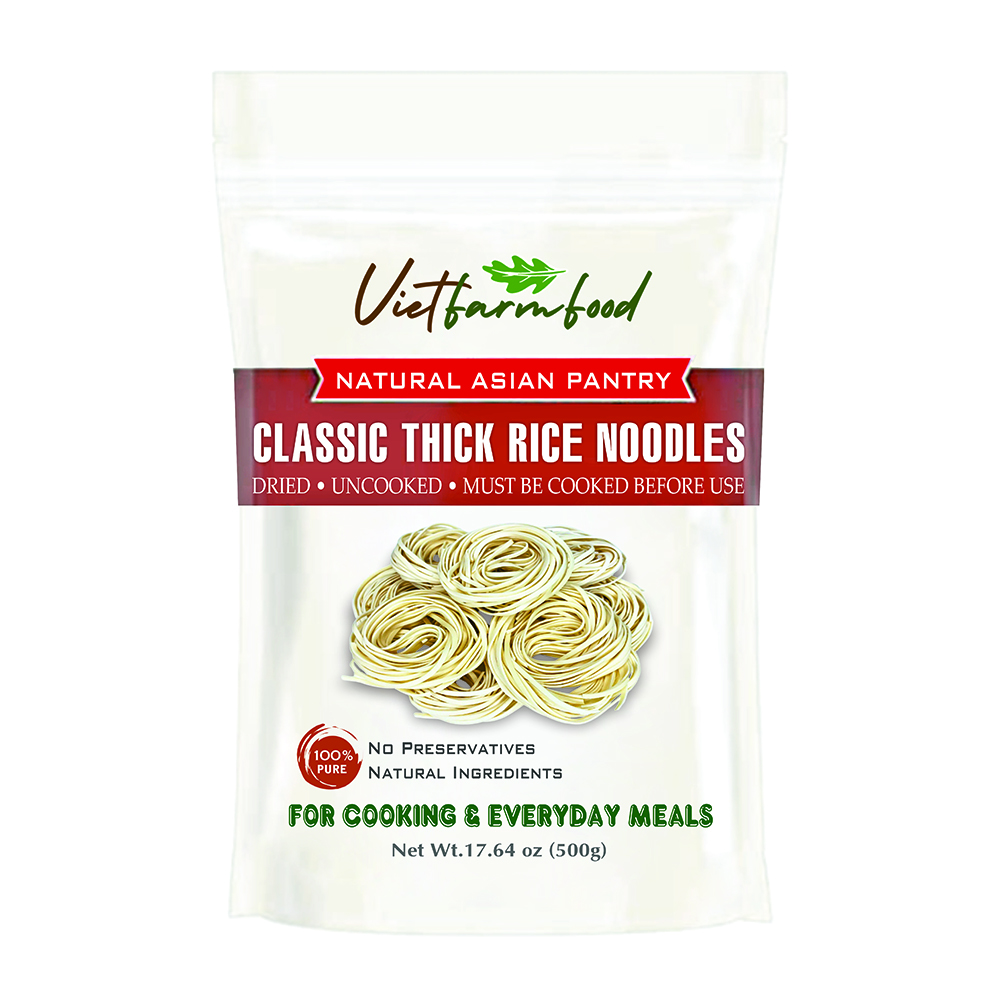 CLASSIC THICK RICE NOODLES VIETFARMFOOD - Traditional Dried Vietnamese Rice Noodles - Soft and Pleasantly Chewy Texture