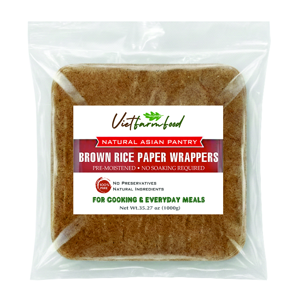 BROWN RICE PAPER WRAPPERS VIETFARMFOOD - No Soaking Required Whole Grain Vietnamese Rice Sheets - Ready to Roll