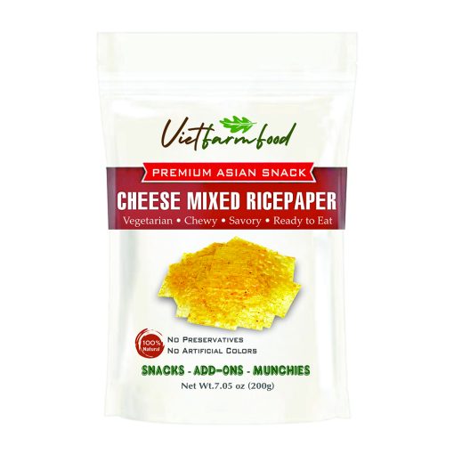 CHEESE MIXED RICEPAPER VIETFARMFOOD: Savory & Cheesy – Ready to Enjoy, Gourmet Snack for Parties and Daily Enjoyment 1 PREMIUM ASIAN SNACK CHEWY CHEESE MIXED RICEPAPER Viet Farm Food Agricultural Products 84 0938838553 1