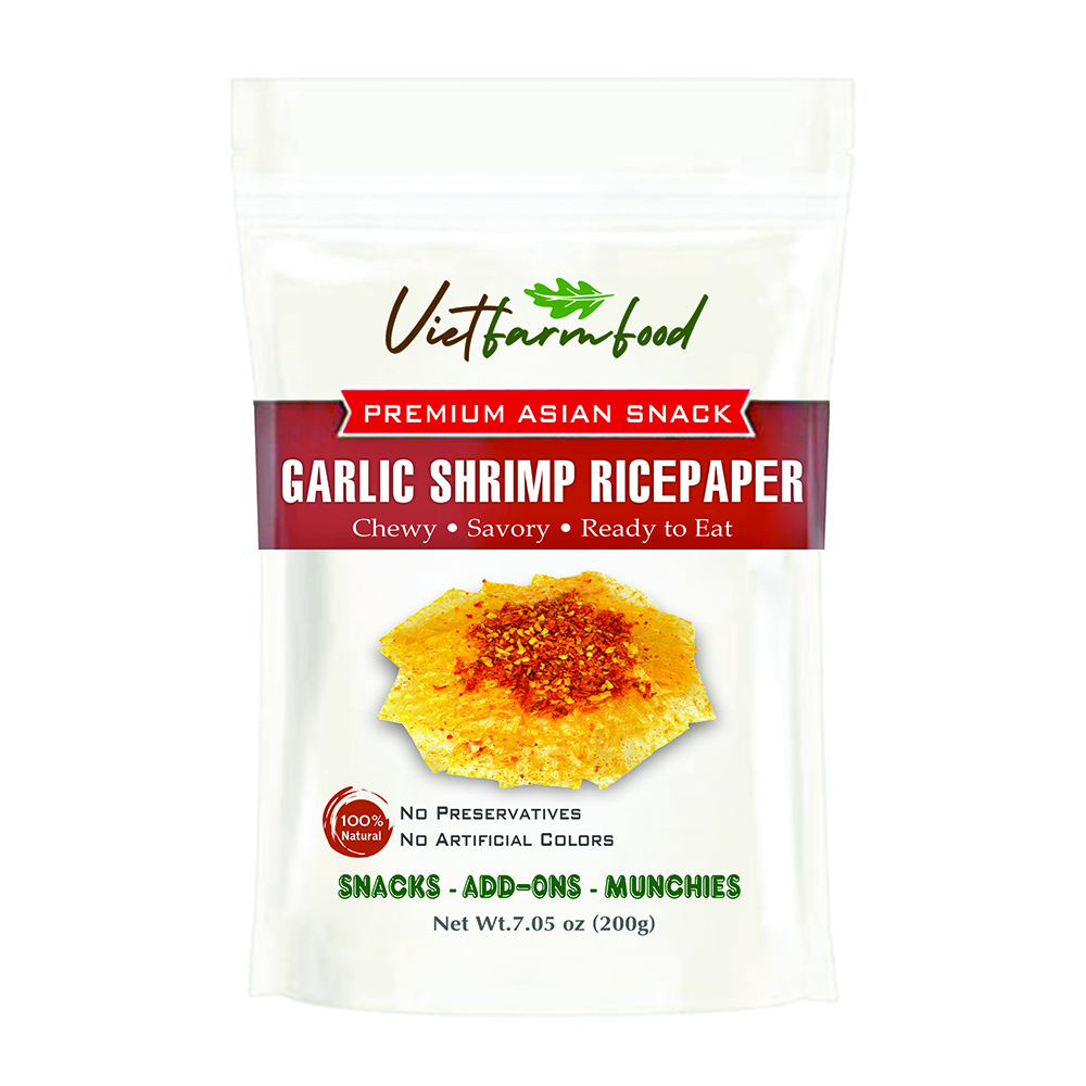 GARLIC SHRIMP RICEPAPER VIETFARMFOOD: Savory & Aromatic – Ready to Enjoy, Gourmet Snack for Parties and Daily Enjoyment