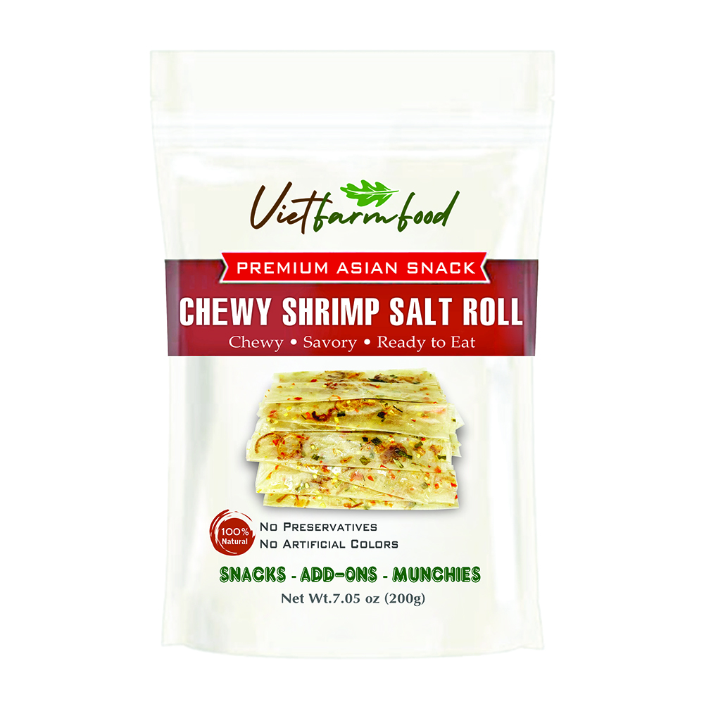 CHEWY SHRIMP SALT ROLL VIETFARMFOOD: Savory & Spicy – Ready to Enjoy, Gourmet Snack for Parties and Daily Enjoyment
