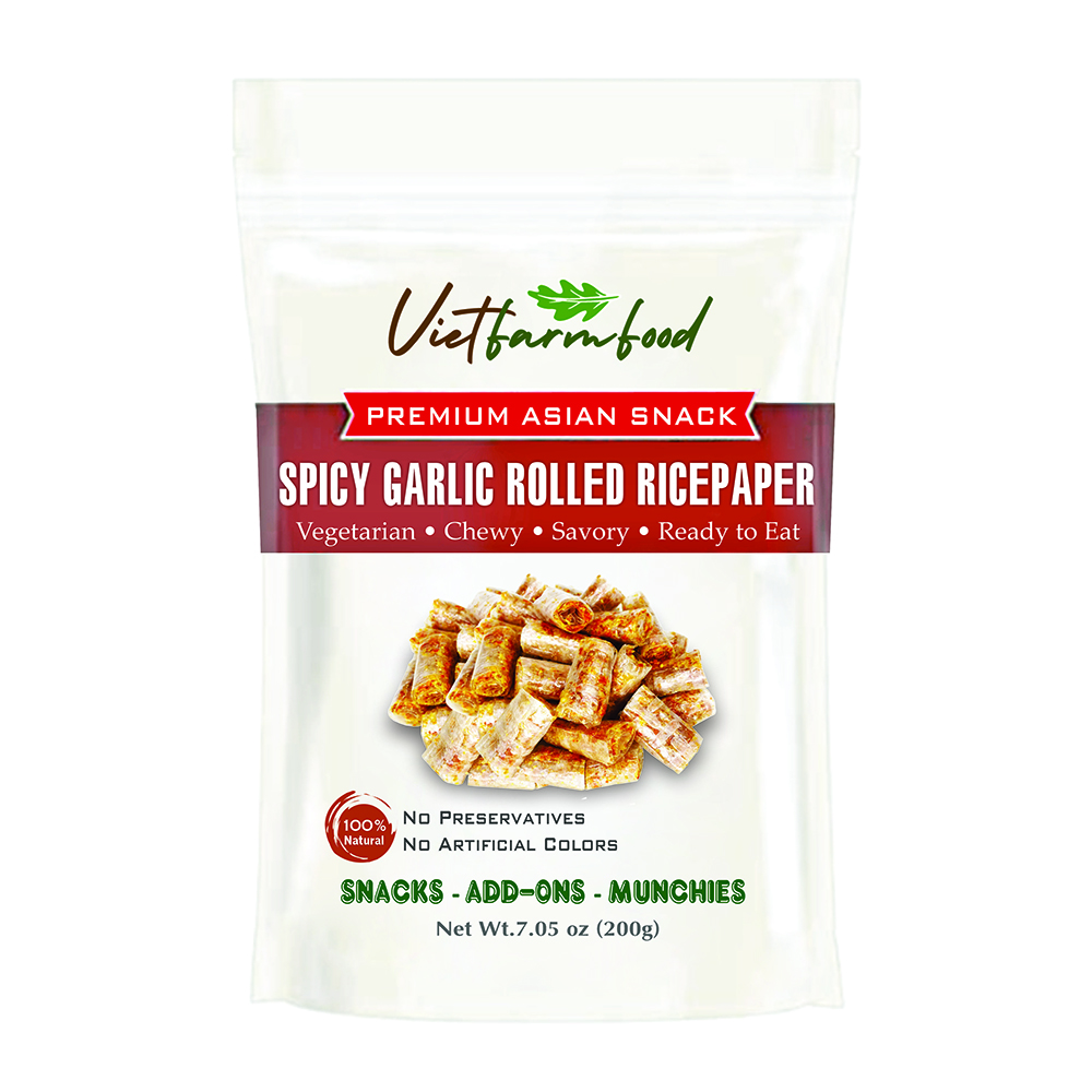 SPICY GARLIC ROLLED RICEPAPER VIETFARMFOOD: Savory & Spicy – Ready to Enjoy, Gourmet Snack for Parties and Daily Enjoyment