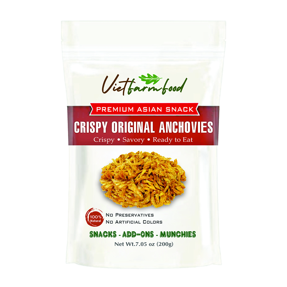 CRISPY ORIGINAL ANCHOVIES VIETFARMFOOD: Savory & Crunchy – Ready to Enjoy, Gourmet Snack for Parties and Daily Enjoyment