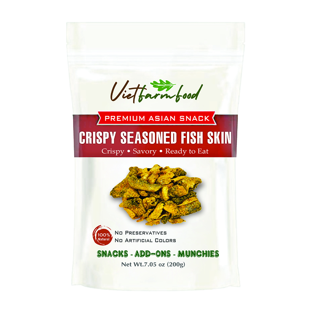 CRISPY SEASONED FISH SKIN VIETFARMFOOD: Savory & Crunchy – Ready to Enjoy, Gourmet Snack for Parties and Daily Enjoyment