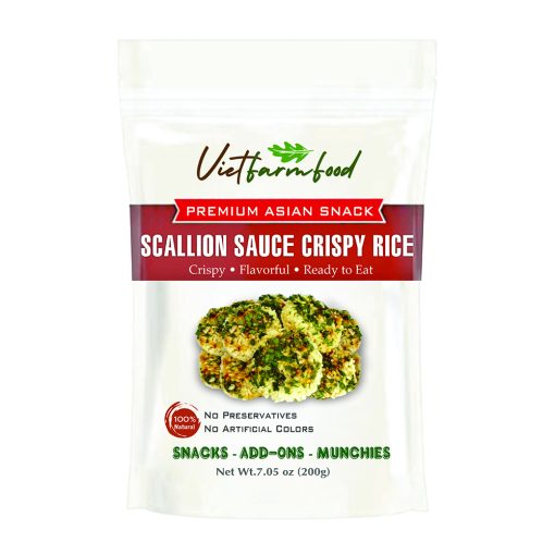 SCALLION SAUCE CRISPY RICE VIETFARMFOOD: Savory & Crunchy – Ready to Enjoy, Gourmet Snack for Parties and Daily Enjoyment 1 PREMIUM ASIAN SNACK SCALLION SAUCE CRISPY RICE Viet Farm Food Agricultural Products 84 0938838553 1