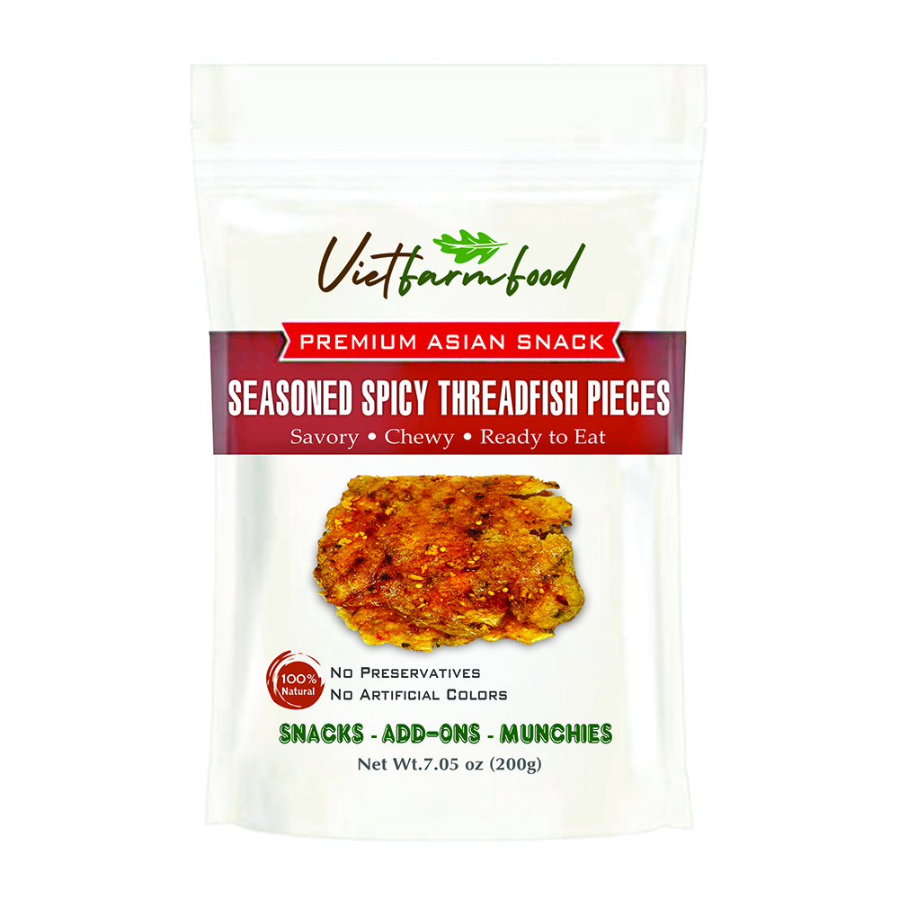 SEASONED SPICY THREADFISH PIECES VIETFARMFOOD: Savory & Spicy – Ready to Enjoy, Gourmet Snack for Parties and Daily Enjoyment