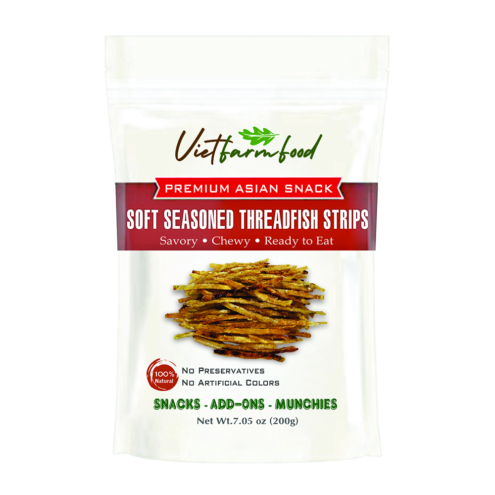 SOFT SEASONED THREADFISH STRIPS VIETFARMFOOD: Savory & Tender – Ready to Enjoy, Gourmet Snack for Parties and Daily Enjoyment