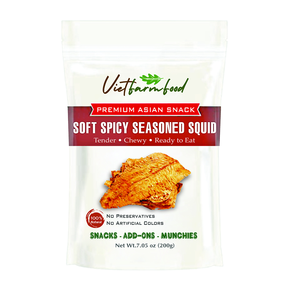 SOFT SPICY SEASONED SQUID VIETFARMFOOD: Savory & Spicy – Ready to Enjoy, Gourmet Snack for Parties and Daily Enjoyment
