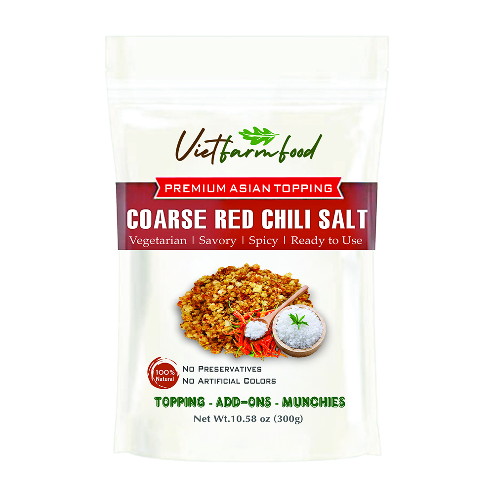 COARSE RED CHILI SALT VIETFARMFOOD: Savory & Spicy – Ready to Enjoy, Gourmet Topping for Fruits, Seasoning, and Seafood