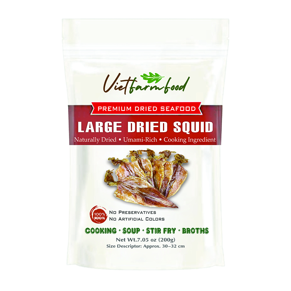 LARGE DRIED SQUID VIETFARMFOOD: Savory Seafood Flavor – Ready to Grill, Chewable Protein Snack