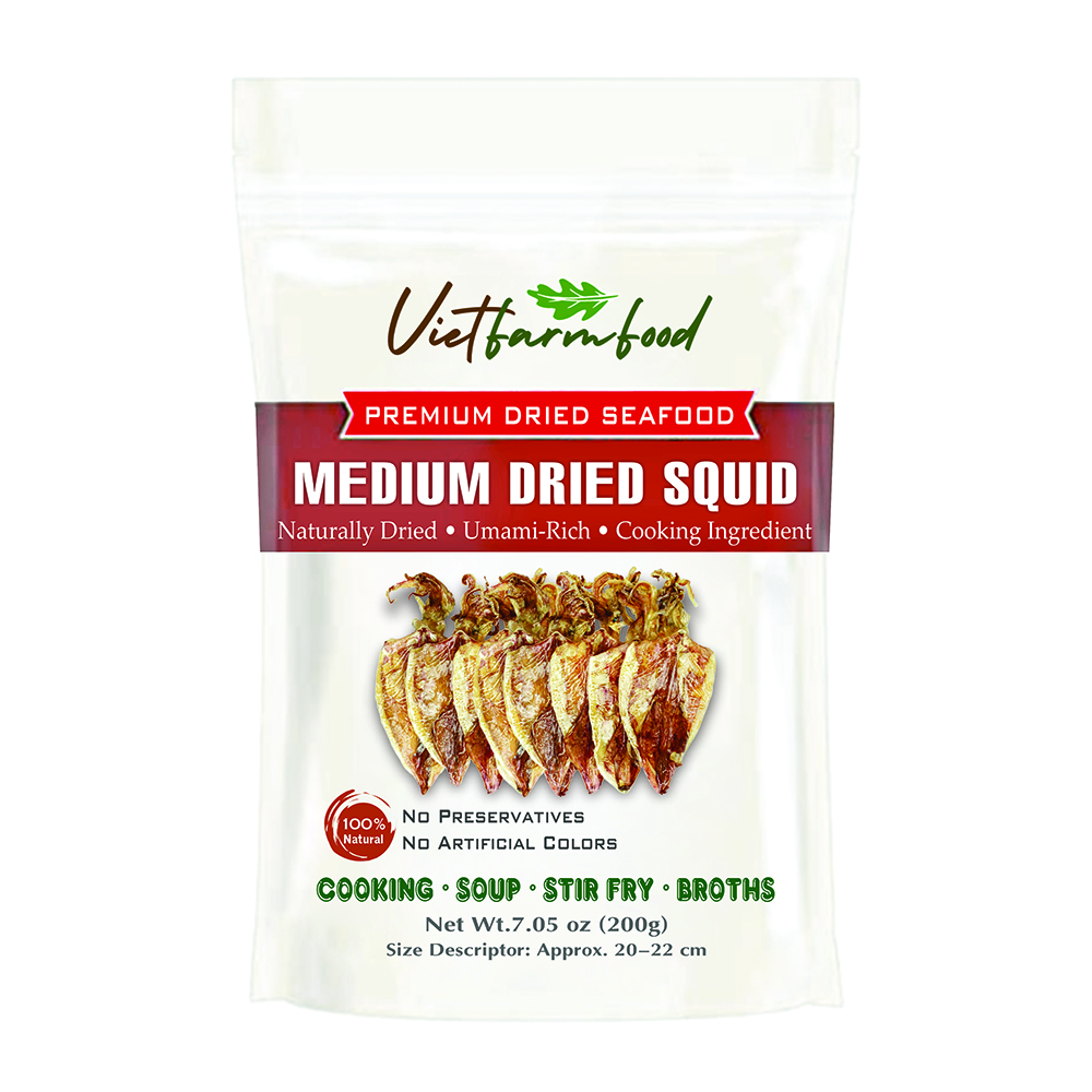 MEDIUM DRIED SQUID VIETFARMFOOD: Savory Seafood Flavor – Ready to Grill, Chewable Protein Snack