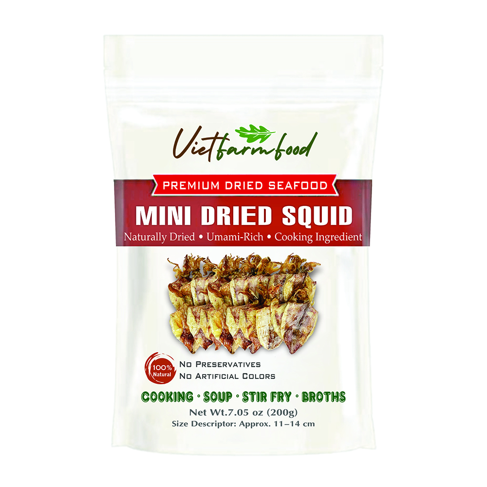 MINI DRIED SQUID VIETFARMFOOD: Savory Seafood Flavor – Ready to Grill, Chewable Protein Snack