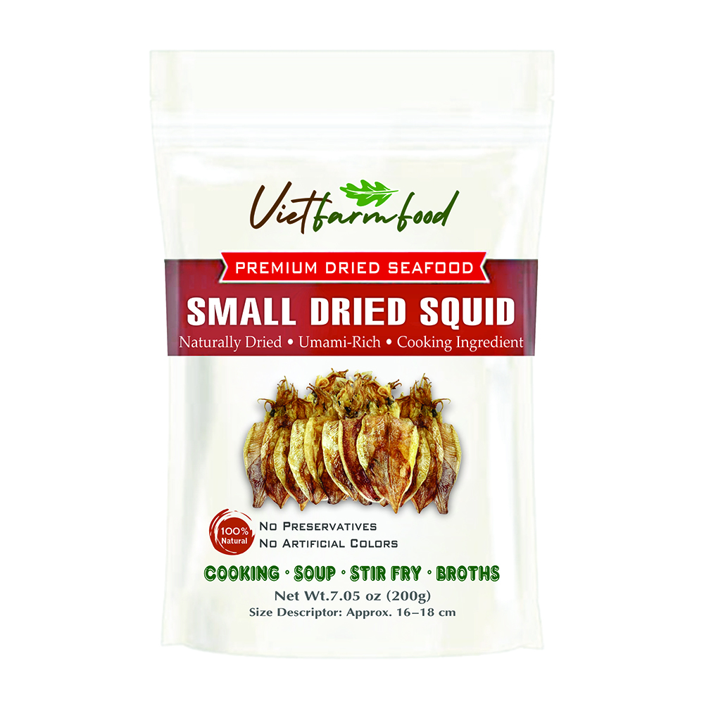SMALL DRIED SQUID VIETFARMFOOD: Savory Seafood Flavor – Ready to Grill, Chewable Protein Snack