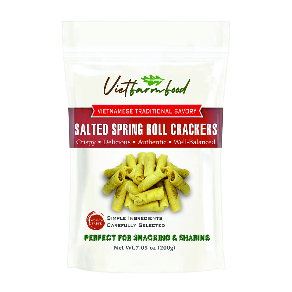 SALTED SPRING ROLL CRACKERS 7.05 oz (200g) VIETFARMFOOD: Savory & Crunchy – Ready to Enjoy, Gourmet Snack for Parties and Daily Enjoyment