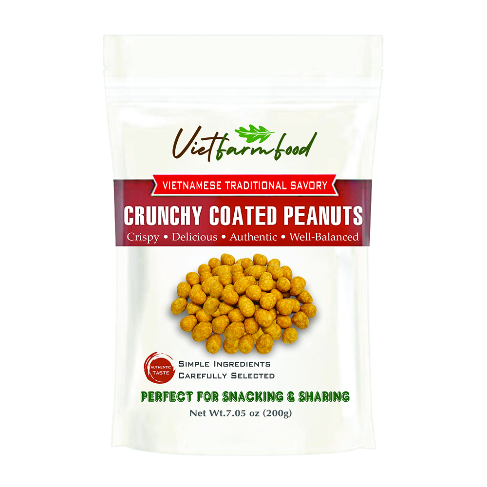 CRUNCHY COATED PEANUTS 7.05 oz (200g) VIETFARMFOOD: Savory & Crunchy – Ready to Enjoy, Gourmet Snack for Parties and Daily Enjoyment