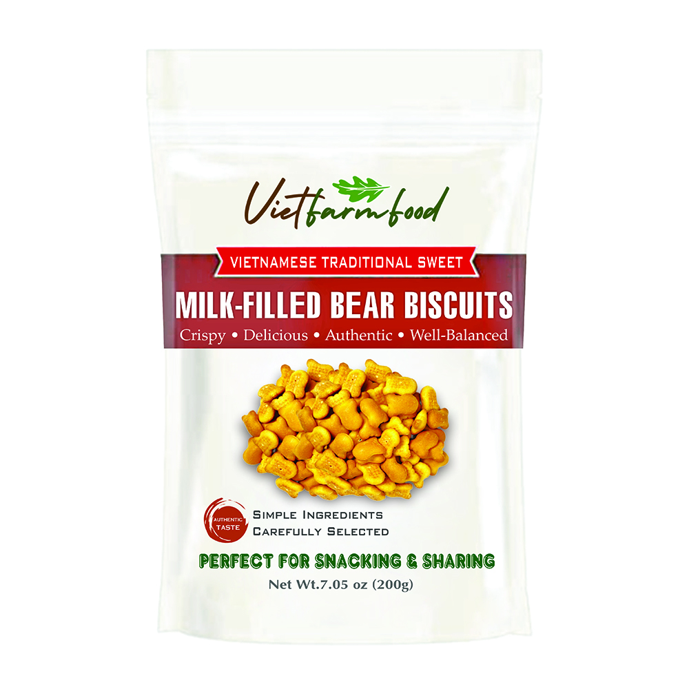 MILK-FILLED BEAR BISCUITS 7.05 oz (200g) VIETFARMFOOD: Savory & Crunchy – Ready to Enjoy, Gourmet Snack for Parties and Daily Enjoyment