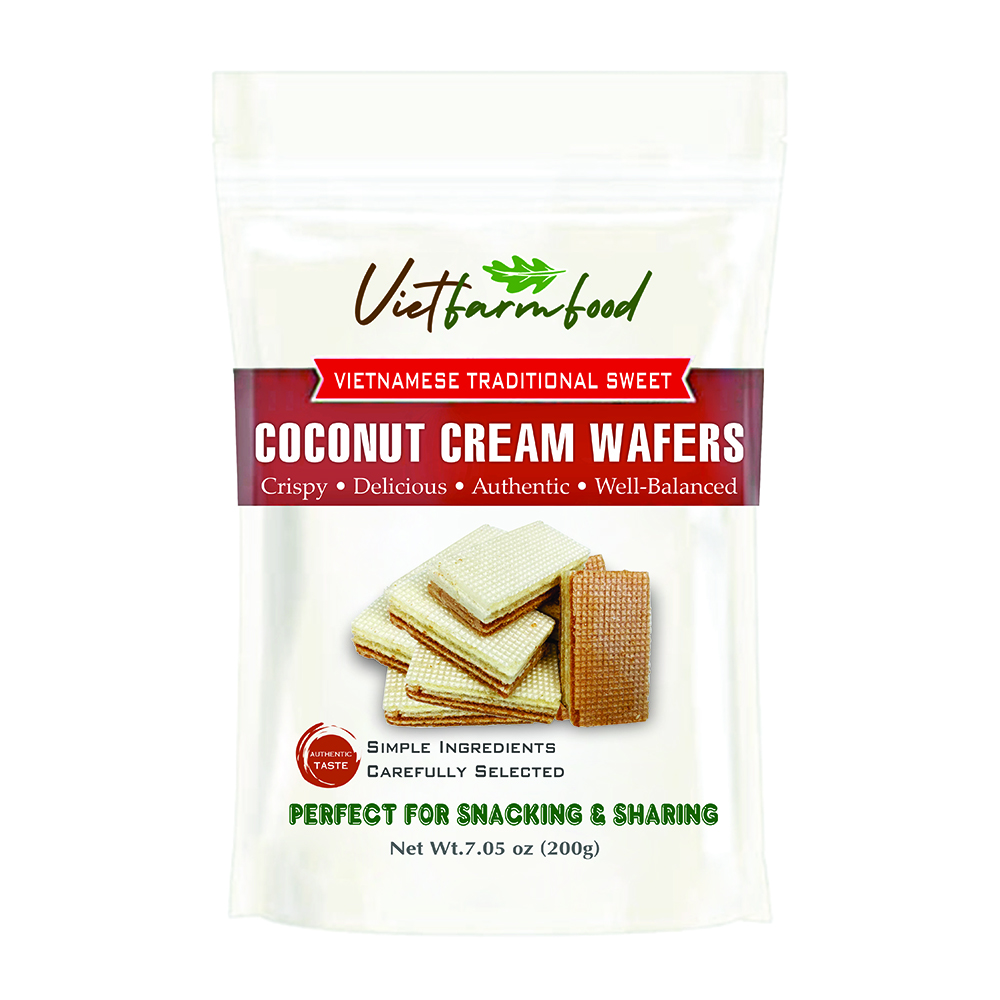 COCONUT CREAM WAFERS 7.05 oz (200g) VIETFARMFOOD: Savory & Crunchy – Ready to Enjoy, Gourmet Snack for Parties and Daily Enjoyment