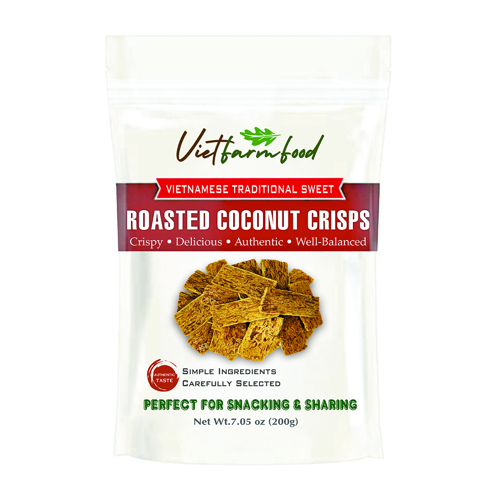 ROASTED COCONUT CRISPS 7.05 oz (200g) VIETFARMFOOD: Savory & Crunchy – Ready to Enjoy, Gourmet Snack for Parties and Daily Enjoyment
