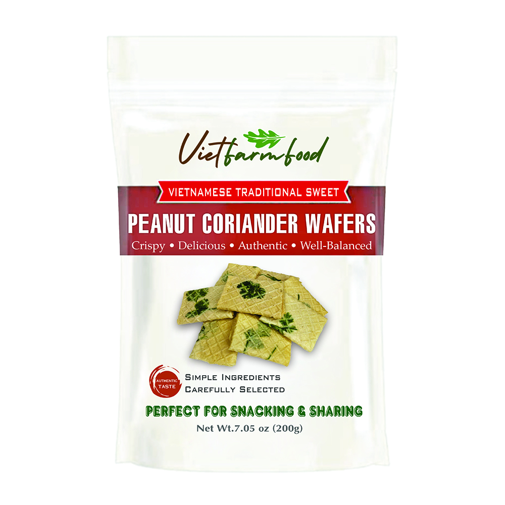 PEANUT CORIANDER WAFERS 7.05 oz (200g) VIETFARMFOOD: Savory & Crunchy – Ready to Enjoy, Gourmet Snack for Parties and Daily Enjoyment