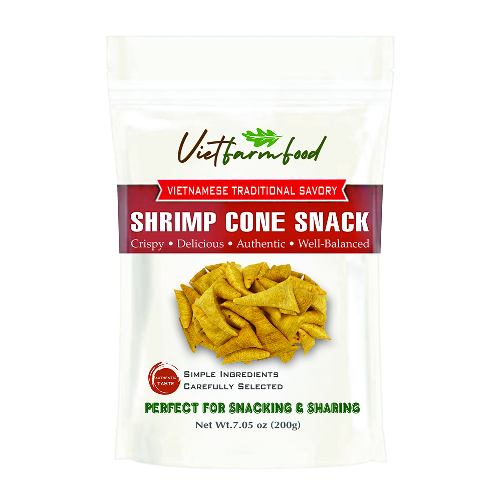SHRIMP CONE SNACK 7.05 oz (200g) VIETFARMFOOD: Extra Crispy & Savory – Ready to Enjoy, Gourmet Snack for Parties and Daily Enjoyment