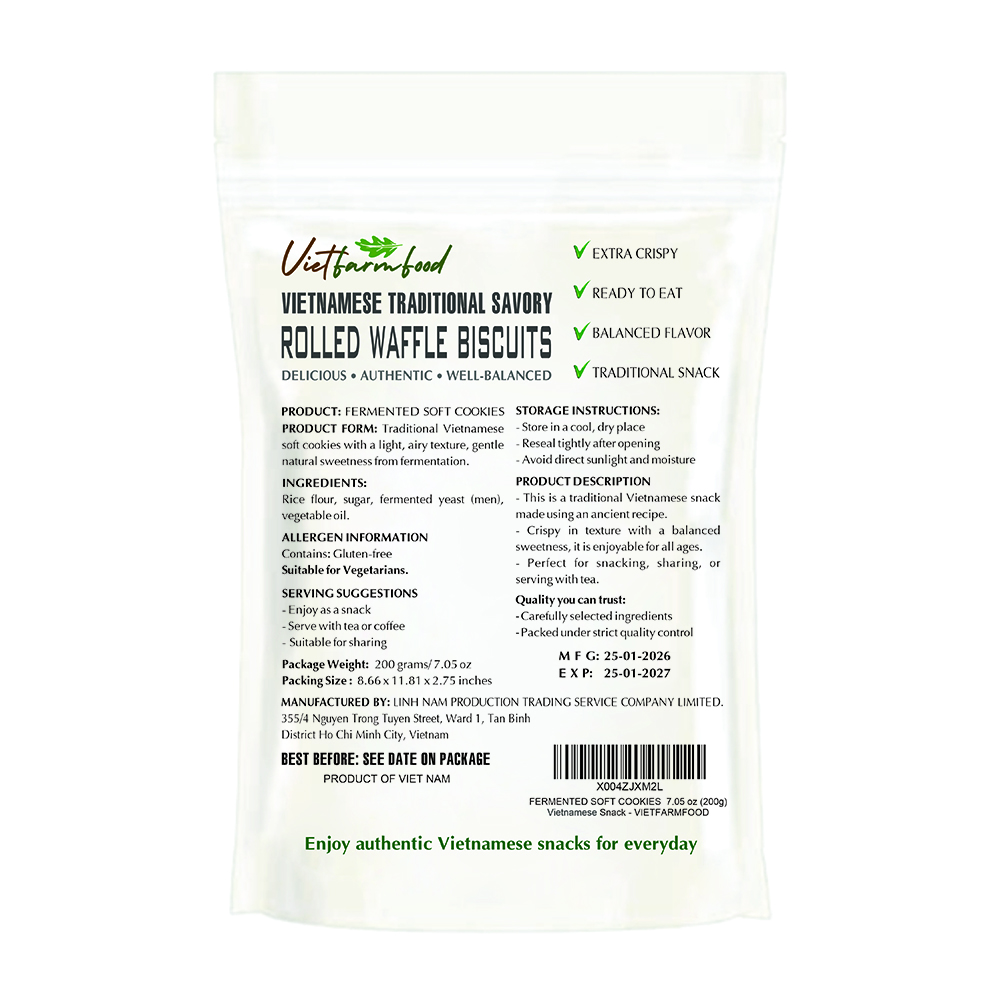 FERMENTED SOFT COOKIES 7.05 oz (200g) VIETFARMFOOD: Savory & Crunchy – Ready to Enjoy, Gourmet Snack for Parties and Daily Enjoyment